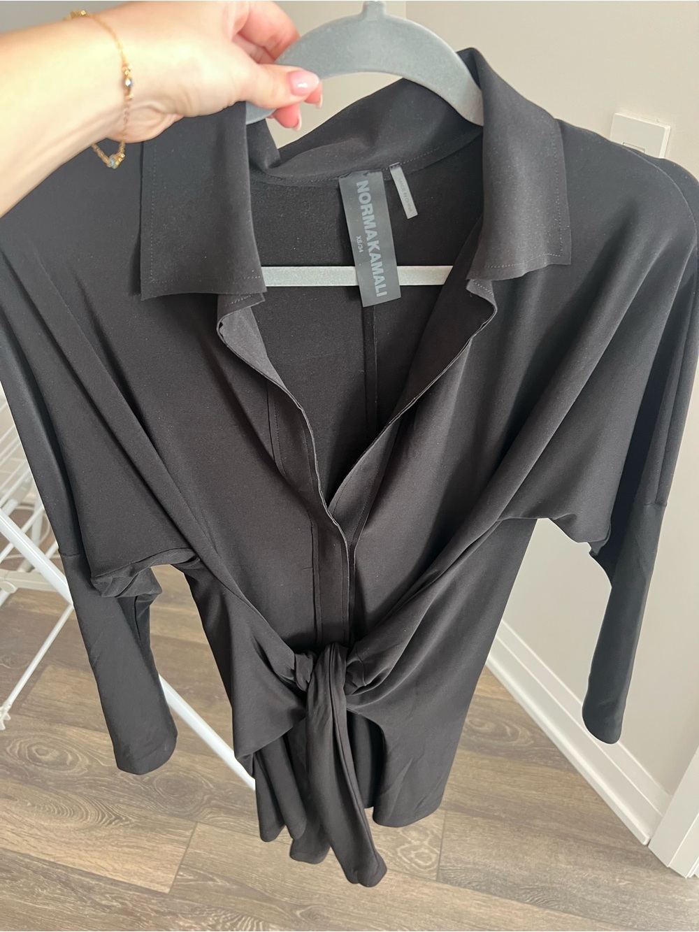 Norma Kamali Black Tie-Front Mini Dress
